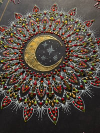 Image 1 of A4 Red Moon mandala painting on recycled black card