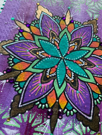 Image 3 of A5 size colourful Asanoha mandala painting on recycled cotton paper 