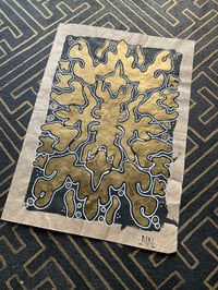 Image 1 of A5 Golden chrome Rorschach inspired mandala on Lokta paper 