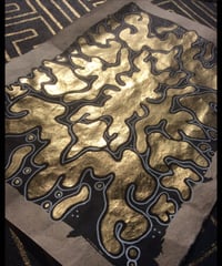 Image 3 of A5 Golden chrome Rorschach inspired mandala on Lokta paper 