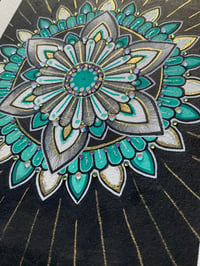 Image 3 of A5 turquoise original mandala mandala artwork on watercolour paper 