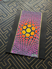 Image 1 of A5 trippy blacklight purple orange hexagon pulse painting on watercolour paper 