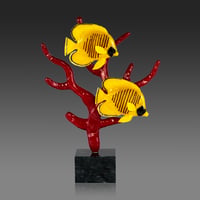 Image 2 of Gold Butterflyfish on Red Coral Branch