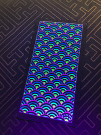 Image 3 of Japanese Seigaiha pattern UV blacklight painting on recycled black card