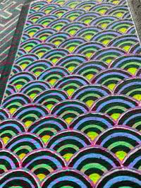 Image 2 of Japanese Seigaiha pattern UV blacklight painting on recycled black card