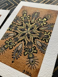 Image 2 of Set of 2 coffee stain mandala paintings on scrap watercolour paper