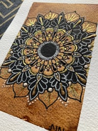 Image 3 of Set of 2 coffee stain mandala paintings on scrap watercolour paper