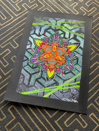 Image 1 of A5 blacklight UV metatrons cube Kikkou pattern mandala on watercolour paper 