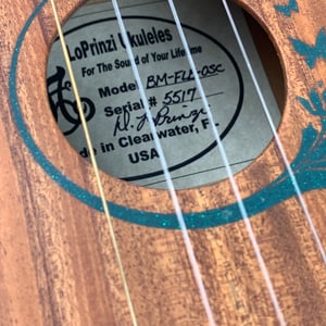 Image of LoPrinzi Concert Ukulele w/ Butterfly Sand Inlays, Model OSC (Used, Mint Condition)