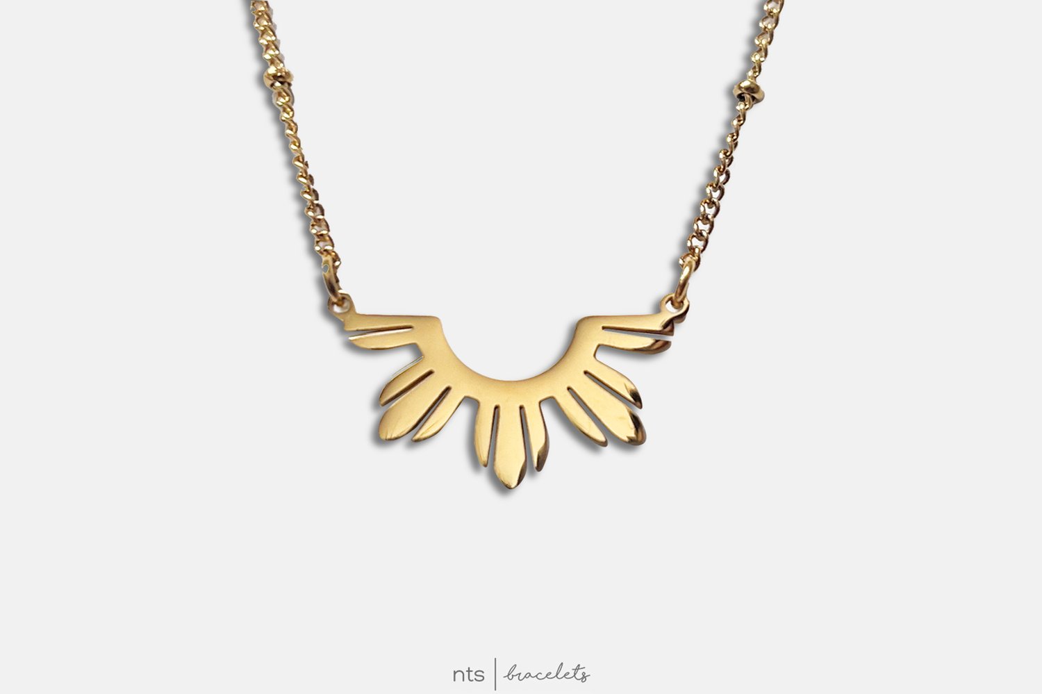Image of GOLD HALF SUN NECKLACE (Gold + Ball Chain) 
