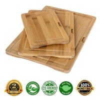 Bamboo Chopping Boards Set of 3 - Wooden Serving Trays