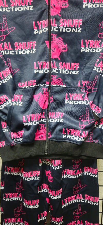 Image of LSP:  PINK ,BLACK,WHITE ALL - OVER PRINT 2 PIECE JOGGER SWEATSUIT 