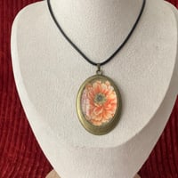 Image 4 of Zinnia, Watercolor Painting on Pendant