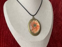 Image 3 of Zinnia, Watercolor Painting on Pendant