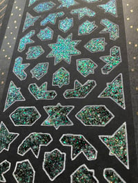 Image 2 of A5 size glittery Turkish tile pattern on black card