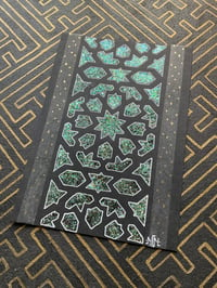 Image 1 of A5 size glittery Turkish tile pattern on black card