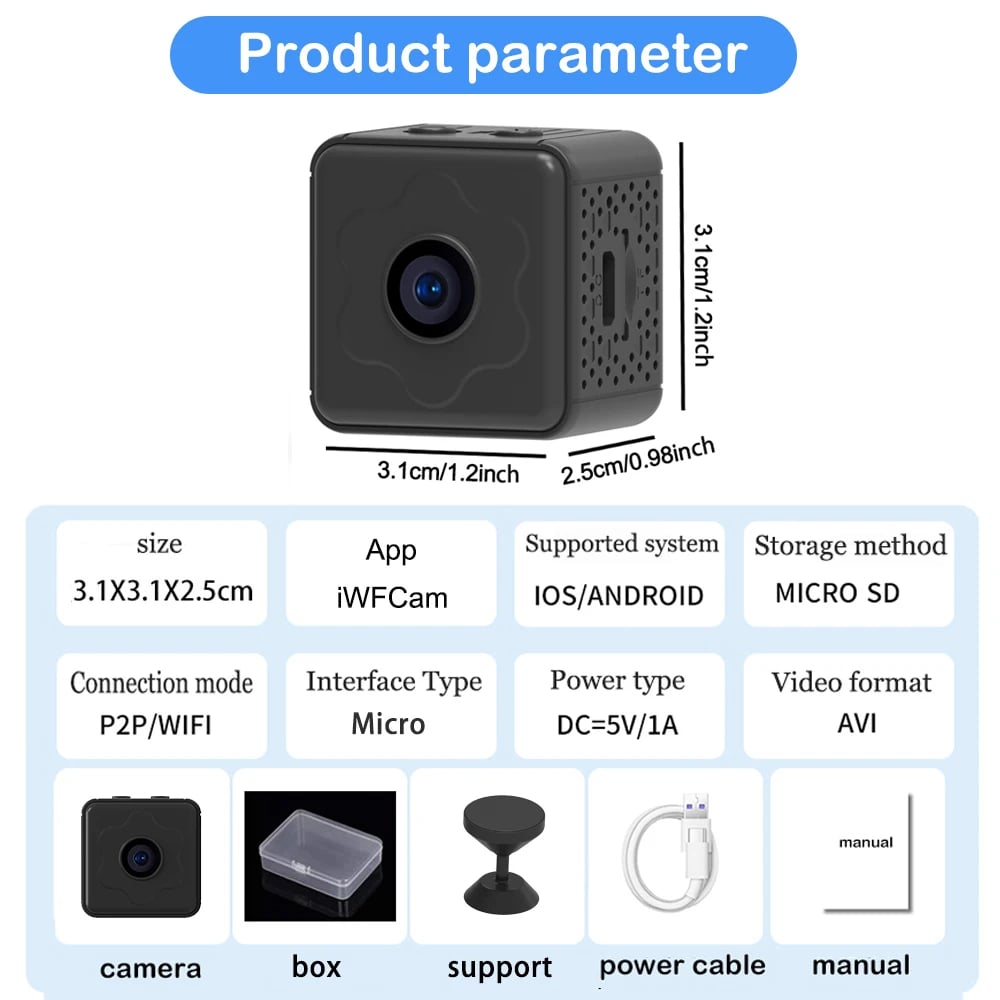 Mini Hidden Camera - Wireless WiFi Remote Monitor High Quality Camera Tiny Home IP Camera