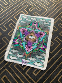 Image 1 of A6 third eye mandala on cotton paper from india