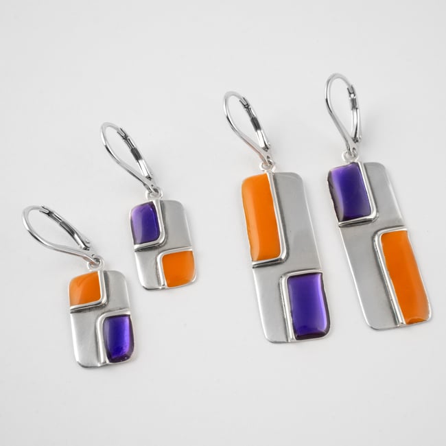 Rectangle Silver Earrings