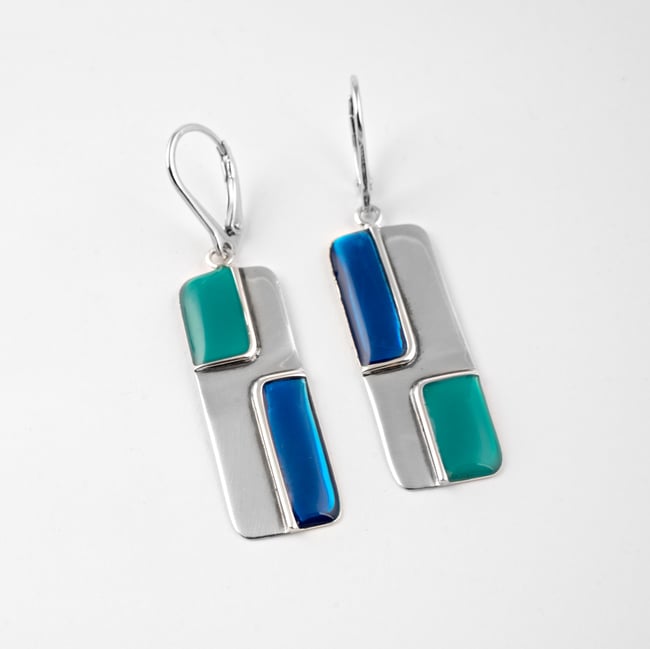 Rectangle Silver Earrings