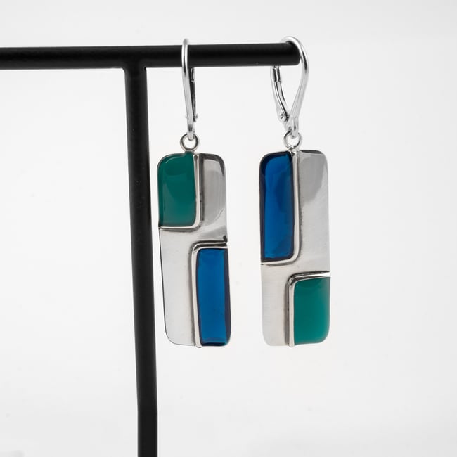 Rectangle Silver Earrings