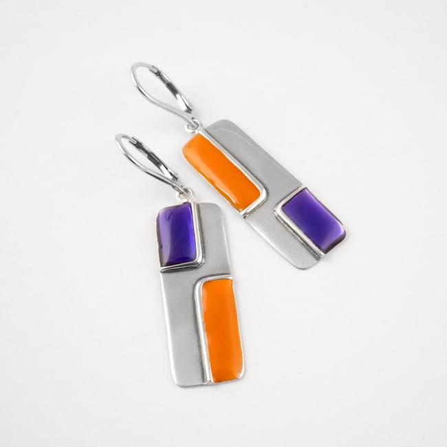 Rectangle Silver Earrings