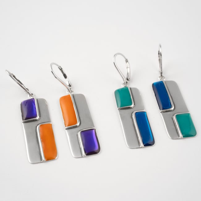 Rectangle Silver Earrings