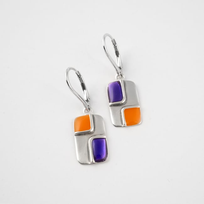 Small  Rectangle  Silver  Earrings