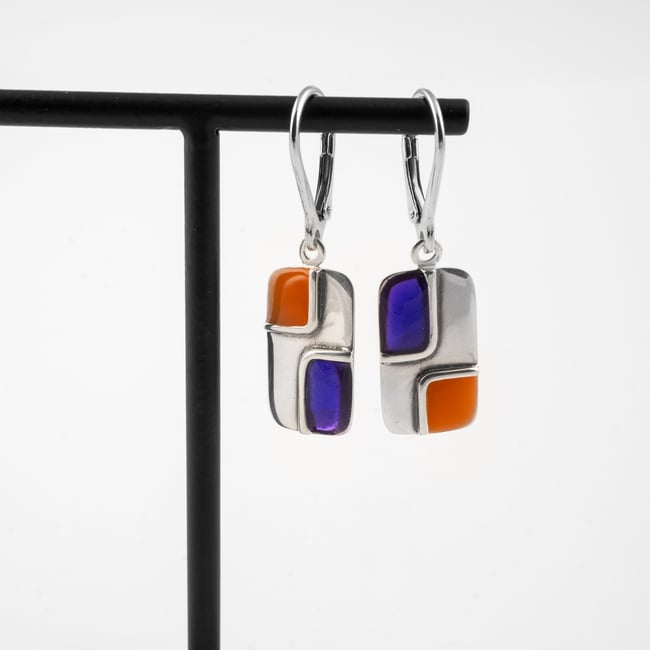 Small  Rectangle  Silver  Earrings