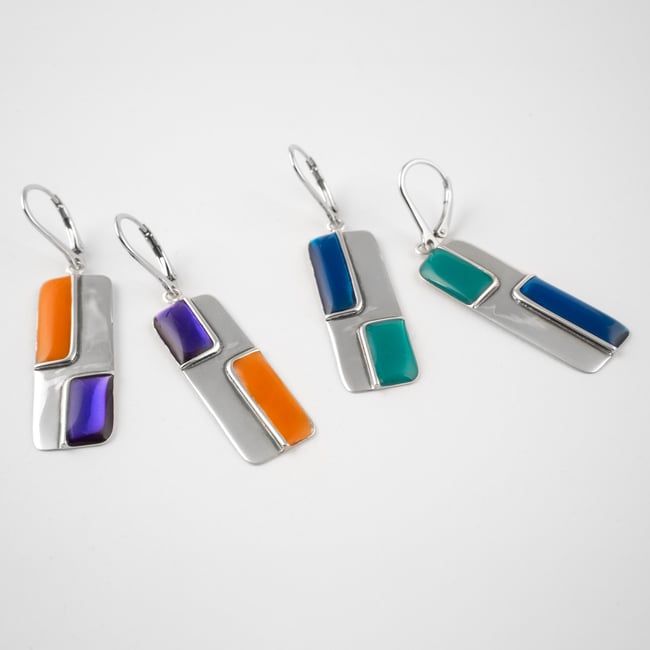 Small  Rectangle  Silver  Earrings