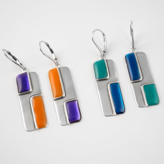 Small  Rectangle  Silver  Earrings