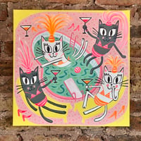 Image 1 of 'Pussycats' Pool' Original Painting