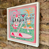 Image 2 of 'Pussycats paddleboarding' Original Painting 