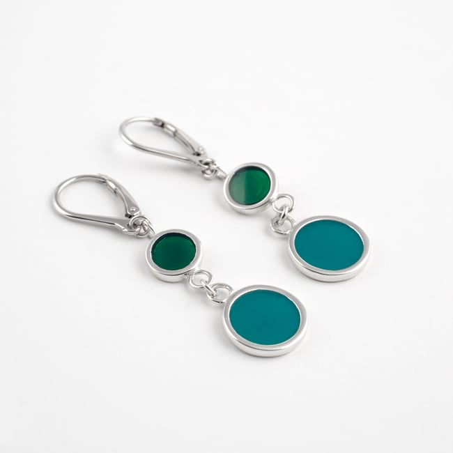 Double Circle Silver Earrings