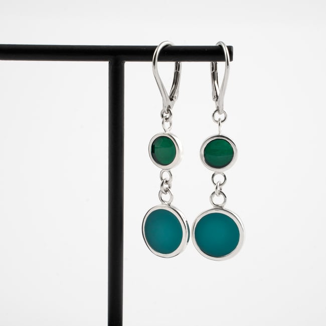 Double Circle Silver Earrings