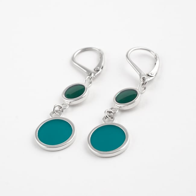 Double Circle Silver Earrings