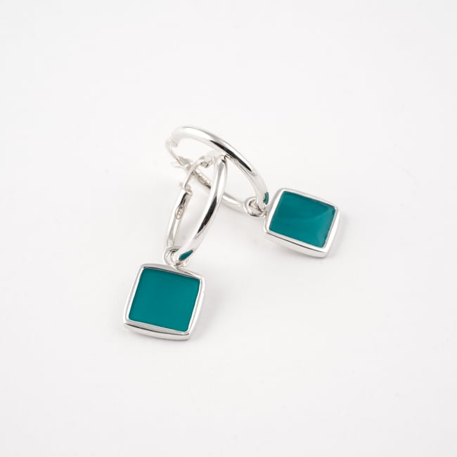 Square Hoop Silver Earrings