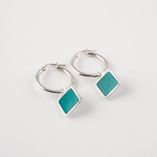 Square Hoop Silver Earrings