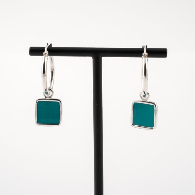 Square Hoop Silver Earrings