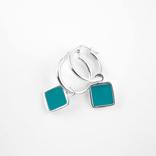 Square Hoop Silver Earrings