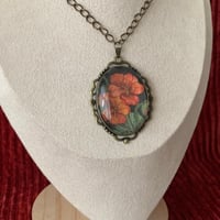 Image 1 of Nasturtiums, Watercolor Painting on Pendant