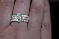 Image 3 of Recycled silver and 9ct gold stackings ring set with Apatite, Moonstone and London Blue Topaz