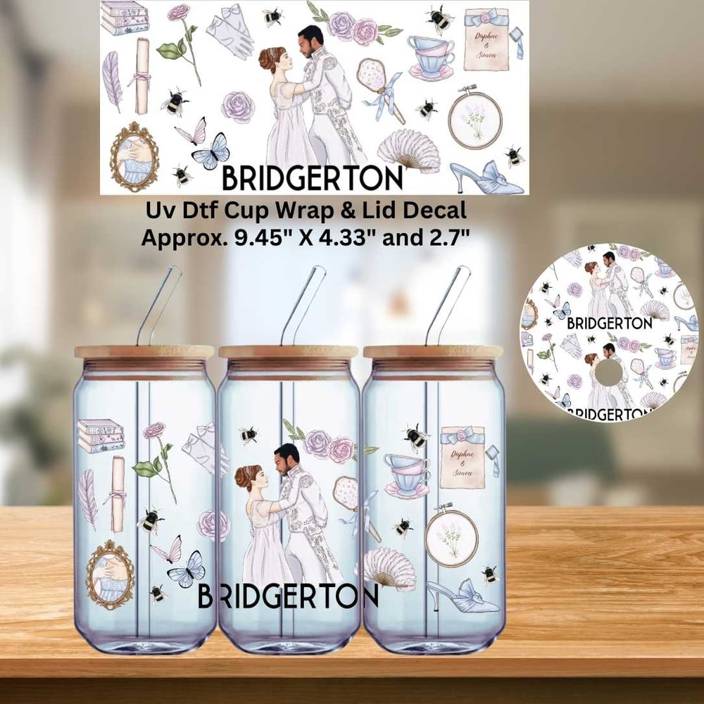 Image of Uv Dtf Wrap & Lid Decal Daphne & Simon Bridgerton W0898
