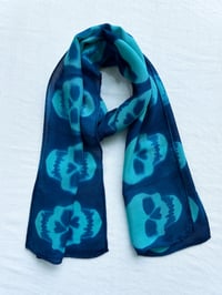 Image 2 of Turquoise Skull — Wool/Silk Scarf