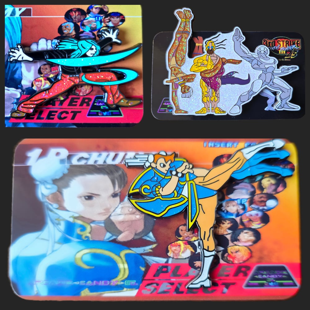 Image of 3rd Strike Chun Li, Remy & 3S Crew Enamel Pin