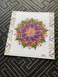 Image 1 of Small floral mandala drawing on scrap watercolour paper  