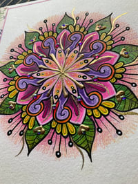 Image 2 of Small floral mandala drawing on scrap watercolour paper  