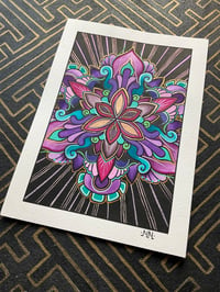 Image 1 of A5 purple mandala on watercolour paper