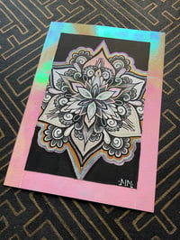 Image 1 of A5 iridescent flash mandala on watercolour paper 