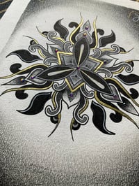 Image 2 of A5 black and gold mandala on watercolour paper 